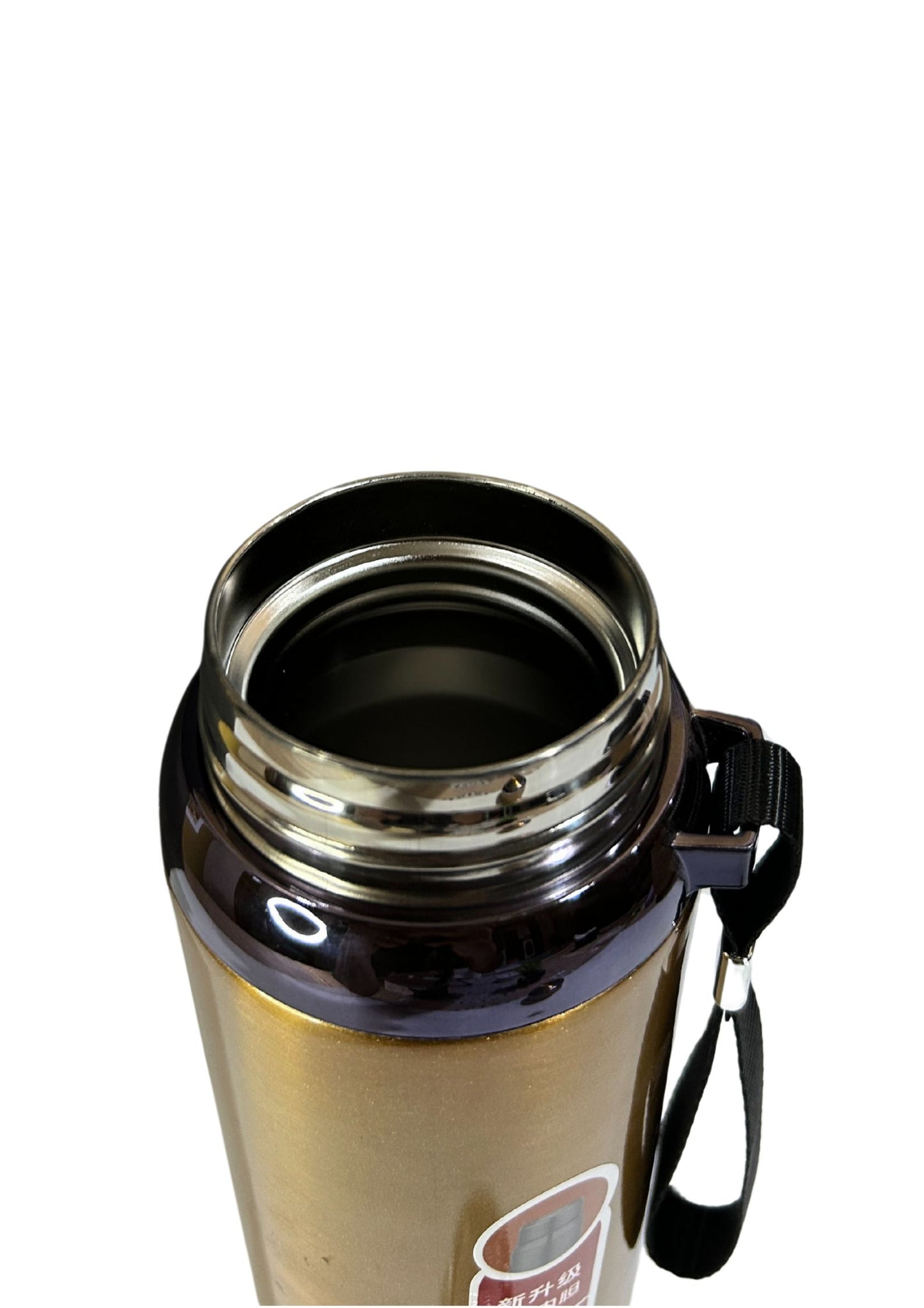 Stainless Steel 1000 ml Water Bottle ,Flask, Double Walled and Leak-proof Lid, with Carry Handle (Gold)