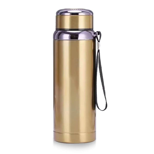 Stainless Steel 1000 ml Water Bottle ,Flask, Double Walled and Leak-proof Lid, with Carry Handle (Gold)
