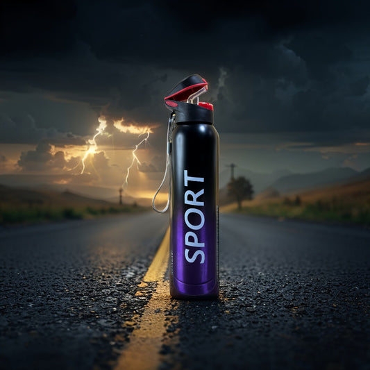 650ml Stainless Steel Double Wall Vacuum Flask, Sports Water Bottle, With Straw